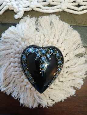 Vintage Handpainted Heart Shaped Trinket Box